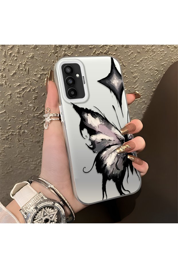 Samsung Galaxy M13/M23 Compatible Cool Ink Pink White Butterfly Star Simple Style Shock Absorbent