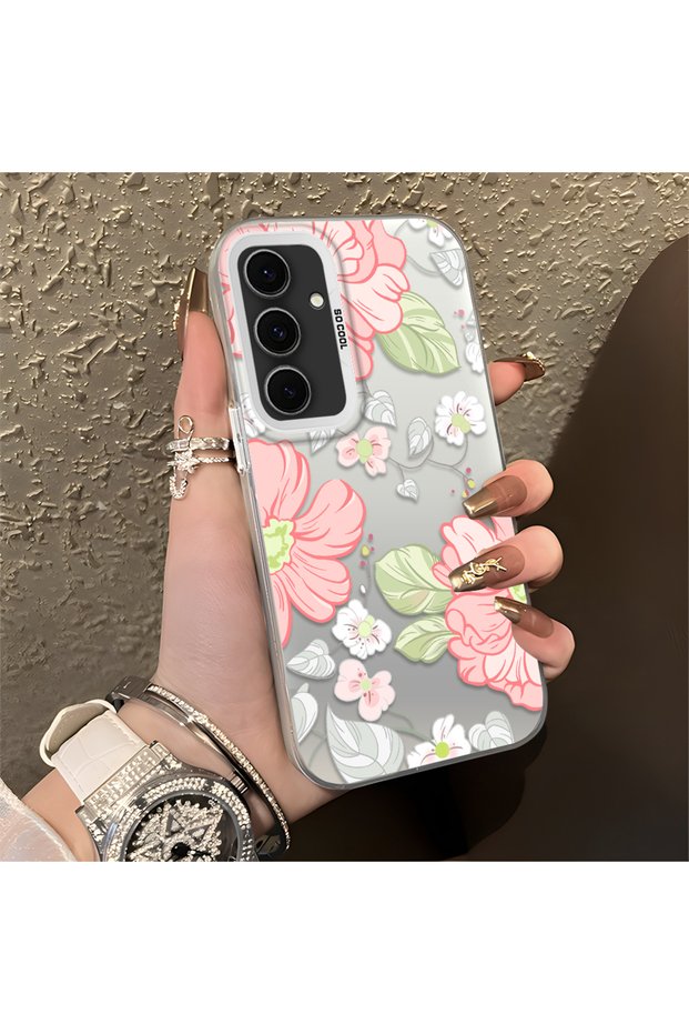 Samsung Galaxy S24 Fe Compatible Fresh Pink White Flower Ivy Full Surround Elegant Shockproof Printing
