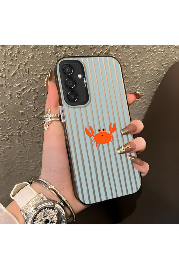 Samsung Galaxy M15 Compatible Simple Line Cartoon Little Red Crab Impact Resistant Drawing
