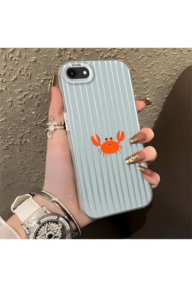 iPhone 7/8/Se 2020 2022 Compatible Simple Line Cartoon Little Red Crab Illustration with Impact Protection