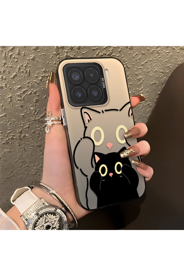 Mi 15 5g Compatible Simple Striped Cute Black Cat Impact Wear-Resistant Art Print
