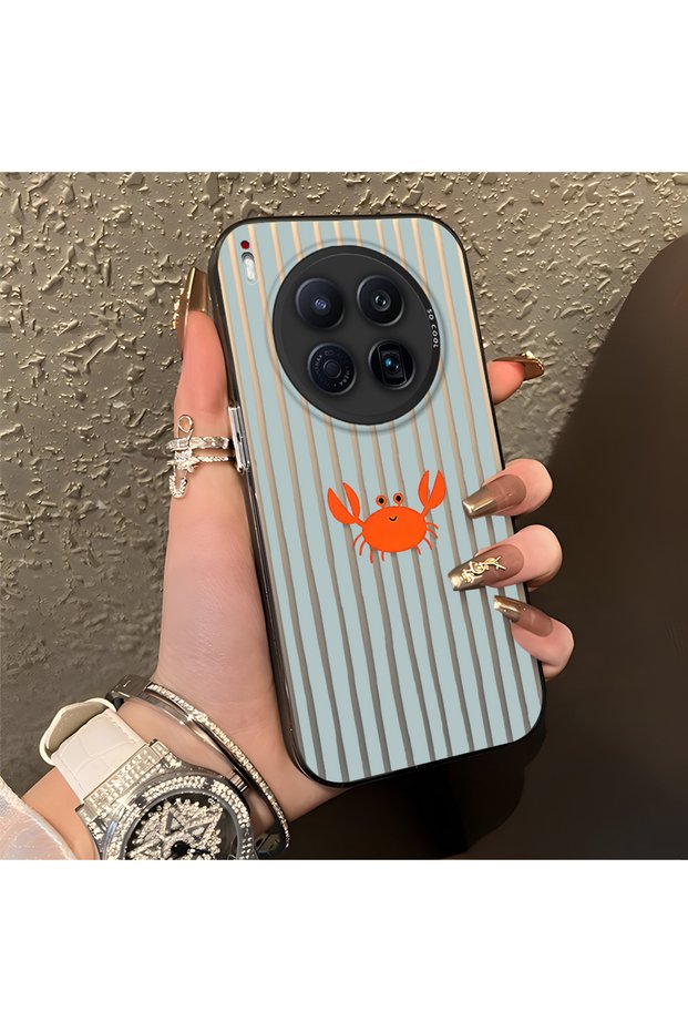 Tecno Camon 40 Premier Compatible Simple Striped Cartoon Little Red Crab Shockproof Drawing