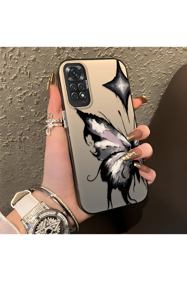 Redmi Note 11/Note 11S Compatible Cool Ink Pink White Butterfly Star Simple Style Shock Absorbing