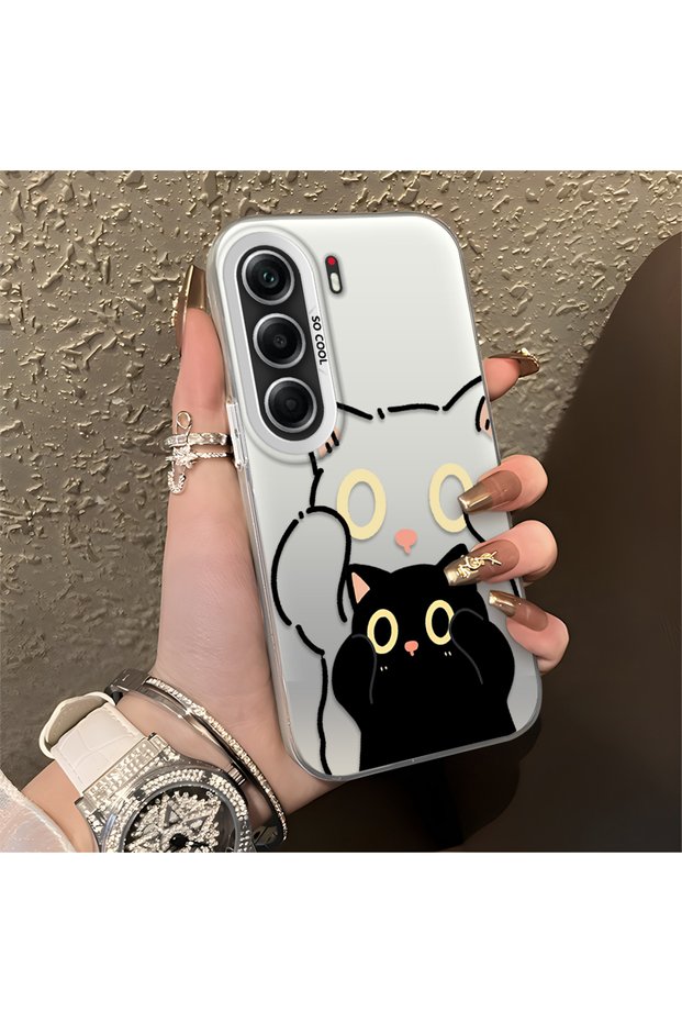 Tecno Camon 40 Compatible Simple Striped Cute Black Cat Impact Wear-Resistant Art Print