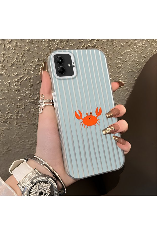 Samsung Galaxy A03/A04E/A04 Compatible Simple Line Cartoon Little Red Crab Illustration with Impact Protection