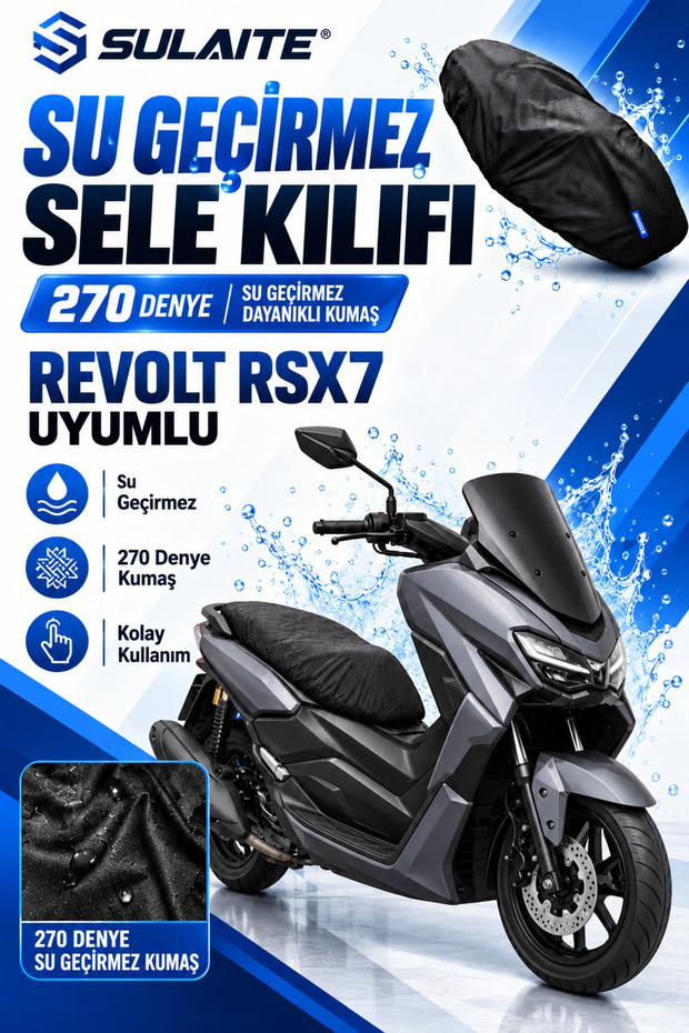Revolt Rsx7 Compatible Saddle Cover 270D Fabric Waterproof Motorcycle Scooter Seat Protection Cover
