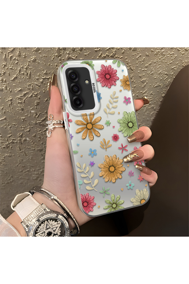 Samsung Galaxy A17 4G/5G Compatible Colorful Multicolor Daisy Plants Retro Hand Drawn Flower Print