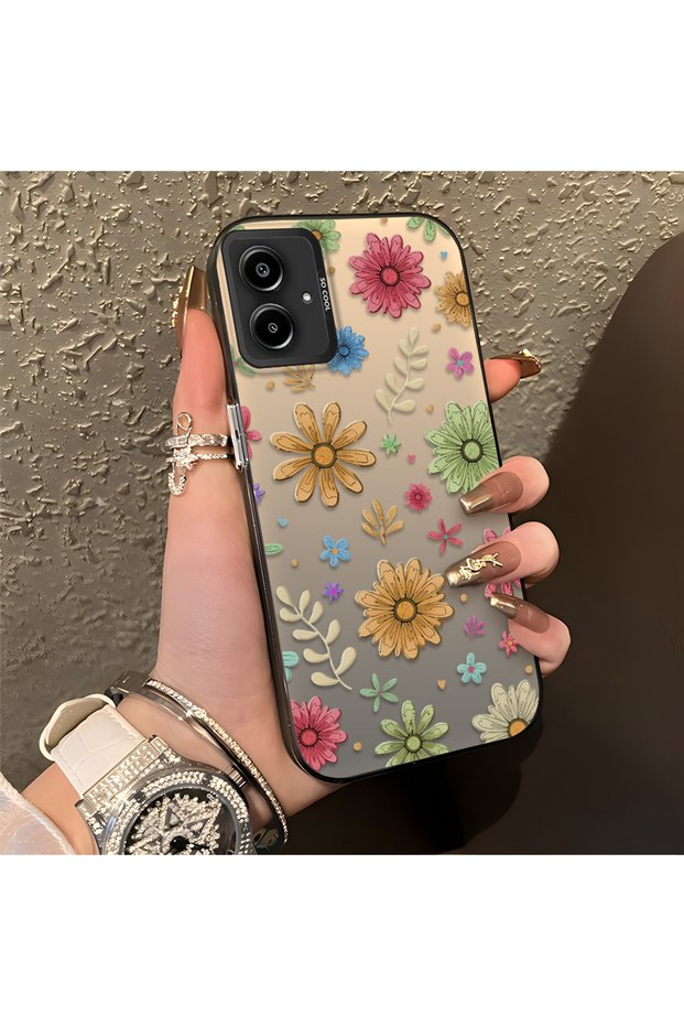 Samsung Galaxy A06 4G/5G Compatible Colorful Multicolor Daisy Plants Retro Hand Drawn Flower Print