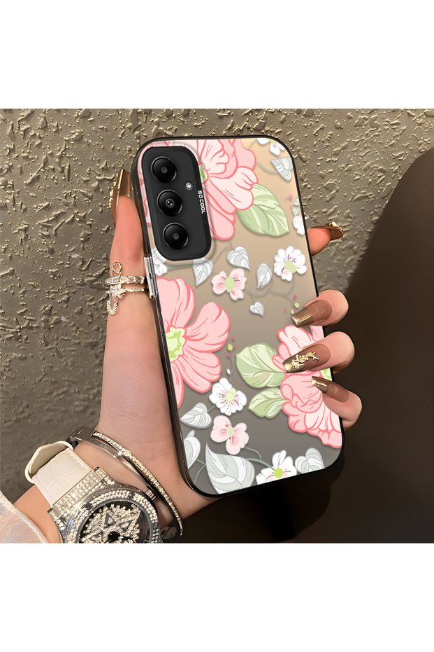 Samsung Galaxy A05S Compatible Fresh Pink White Flower Ivy Full Surround Elegant Shockproof Printing
