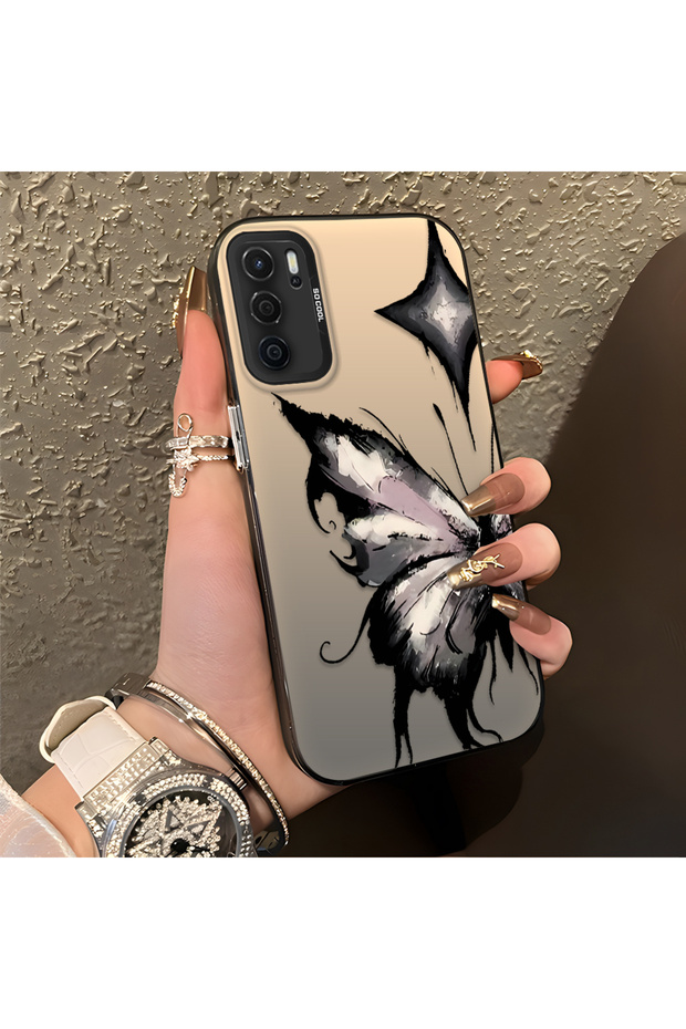 Oppo A55 4g Compatible Cool Ink Pink White Butterfly Star Simple Style Shock Absorbing