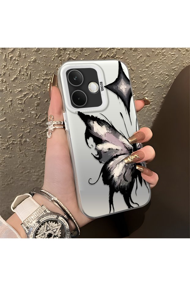 Oppo A5 Pro 4G/5G Compatible Cool Ink Pink White Butterfly Star Simple Style Shock Absorbing