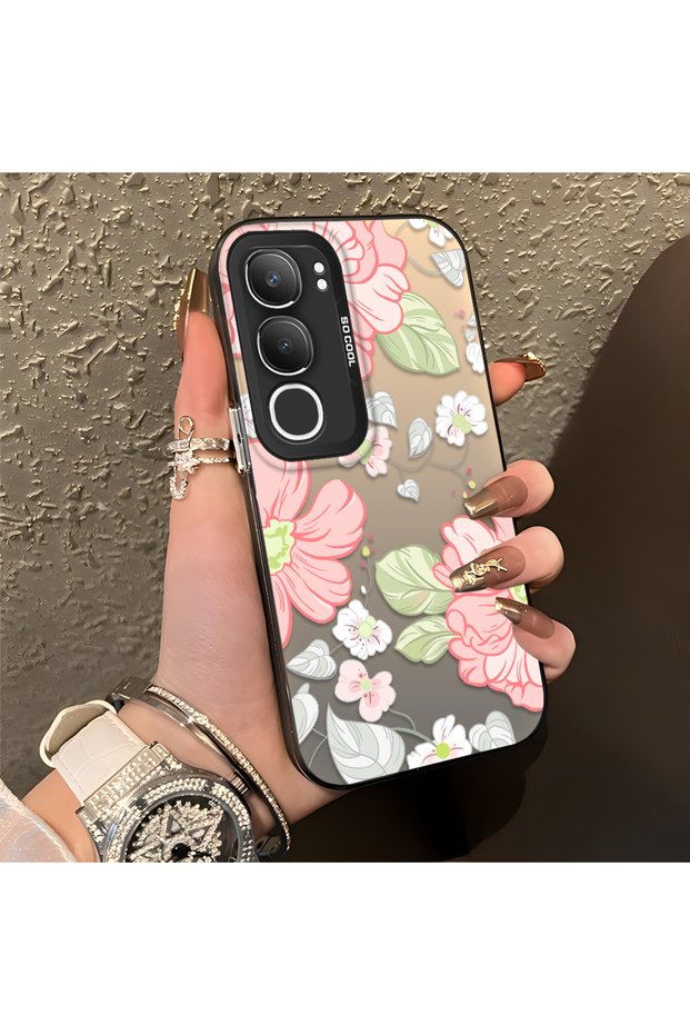 Vivo Y29 5g Compatible Fresh Pink White Flower Ivy Full Surround Elegant Shockproof Printing