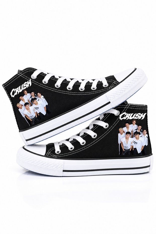 Crush Printed Black High-Top Sports Shoes Sneaker