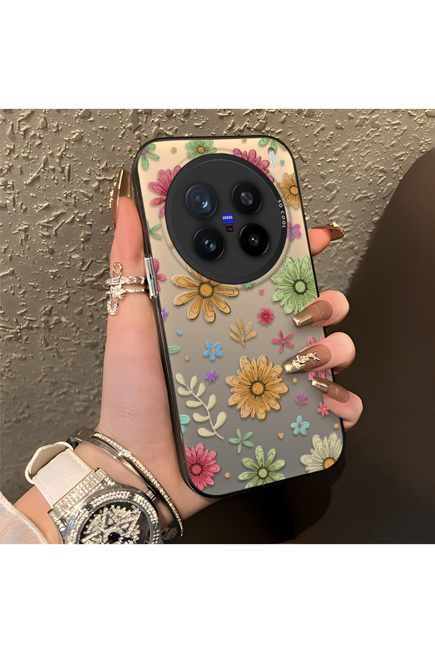 Vivo X200 Pro Compatible Colorful Multicolor Daisy Plants Retro Hand Drawn Flower Print