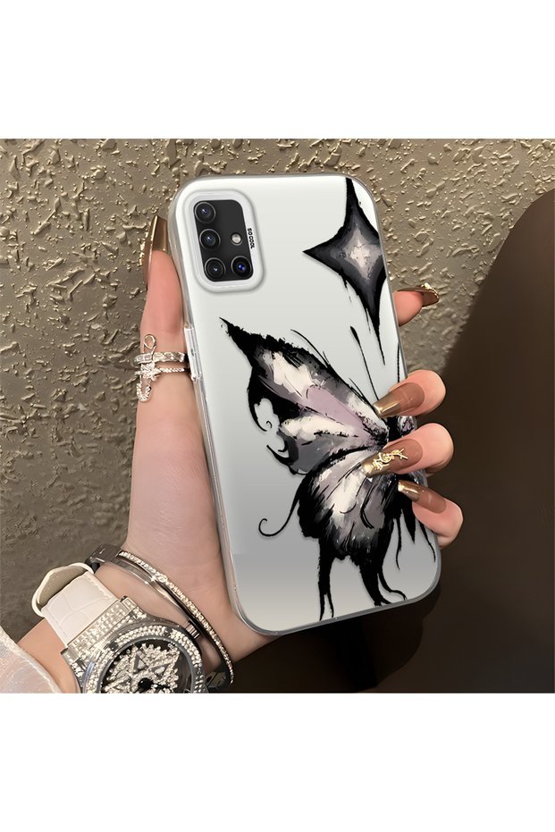 Samsung Galaxy A51 4g Compatible Cool Ink Pink White Butterfly Star Simple Style Shock Absorbent