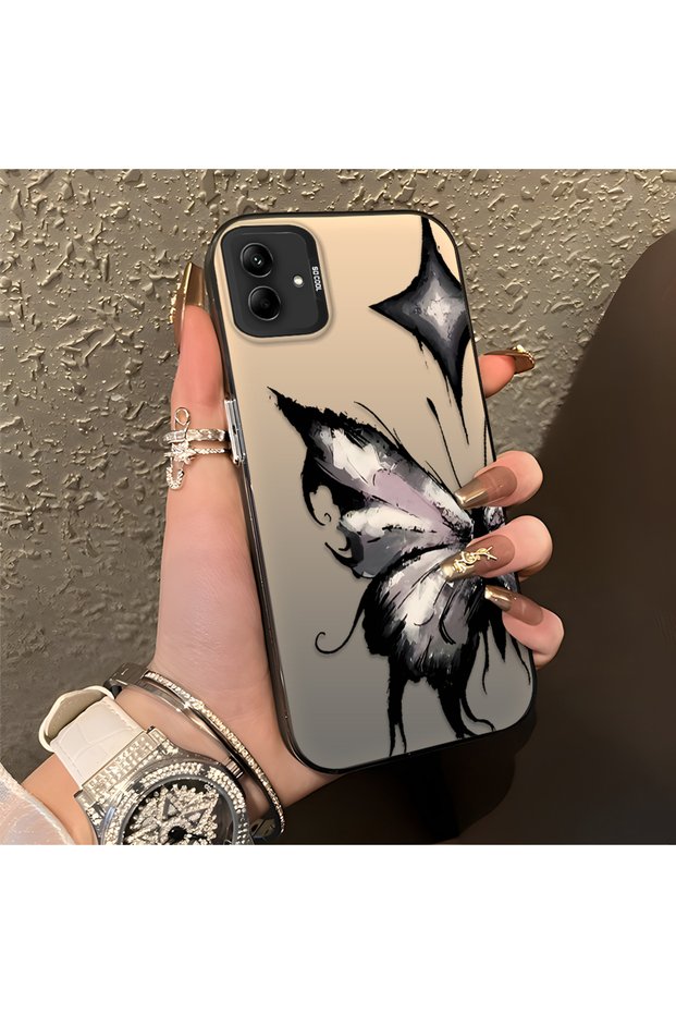 Samsung Galaxy A03/A04E/A04 Compatible Cool Ink Pink White Butterfly Star Simple Style Shock Absorbent