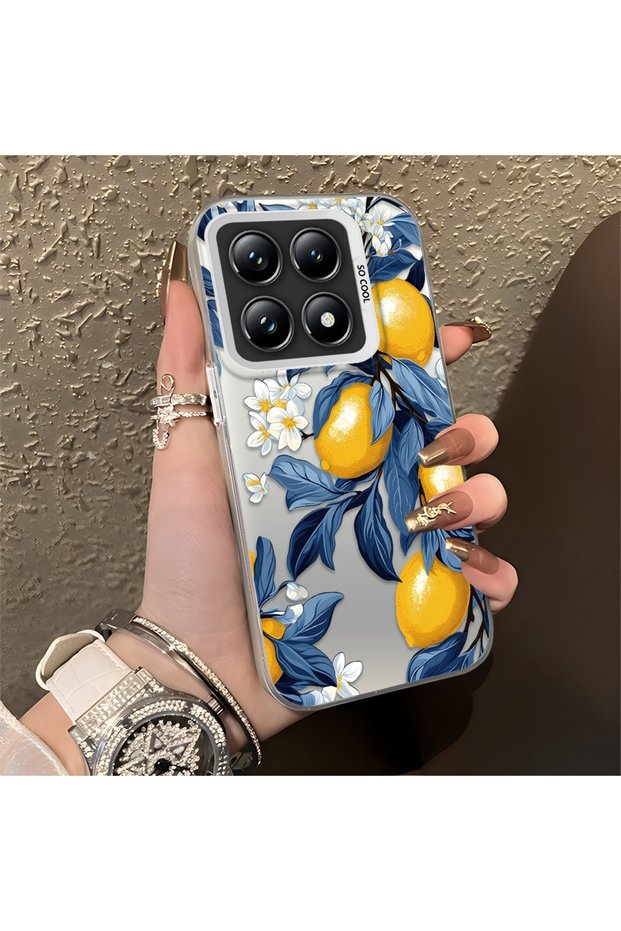 Mi 14t Pro Compatible Yellow Lemon Blue Leaf White Small Flower Shock Absorbing Protection