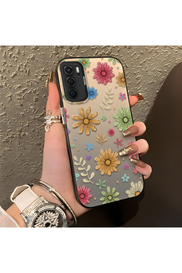 Oppo A55 4g Compatible Colorful Multicolor Daisy Plants Retro Hand Drawn Flower Print