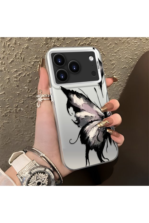 iPhone 17 Pro Compatible Cool Ink Pink White Butterfly Star Simple Style Shock Absorbing