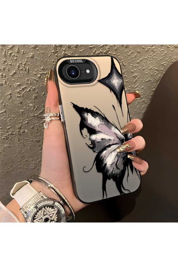 iPhone 16E Compatible Airy Ink Pink White Butterfly Star Simple Style Shock Absorbing
