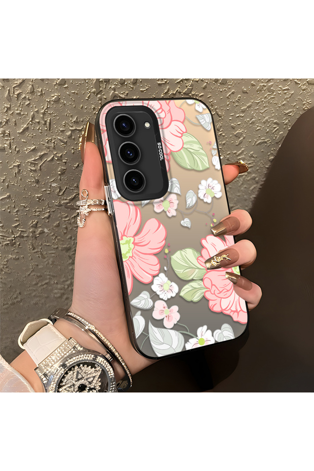 Samsung Galaxy S23 Compatible Fresh Pink White Flower Ivy Full Surround Elegant Shockproof Printing