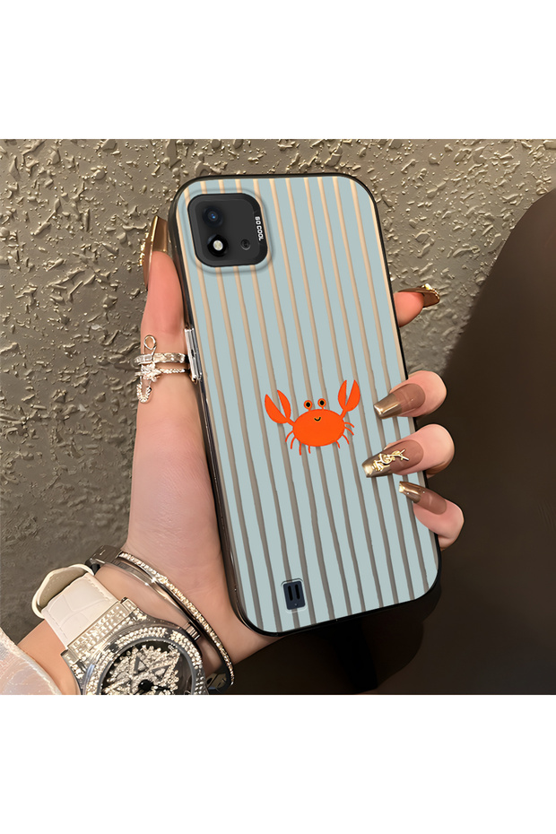 Realme C20/C20A Compatible Simple Line Cartoon Little Red Crab Impact-Resistant Drawing