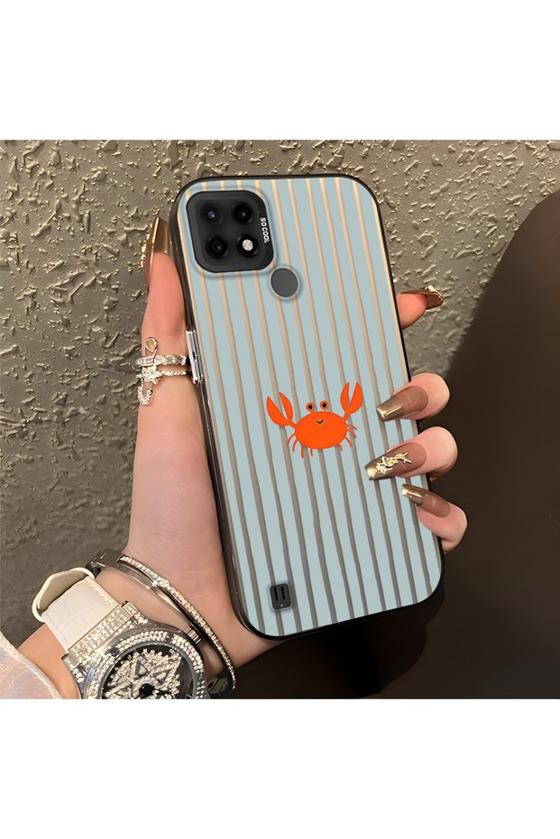 Realme C21 Compatible Simple Line Cartoon Little Red Crab Impact-Resistant Drawing