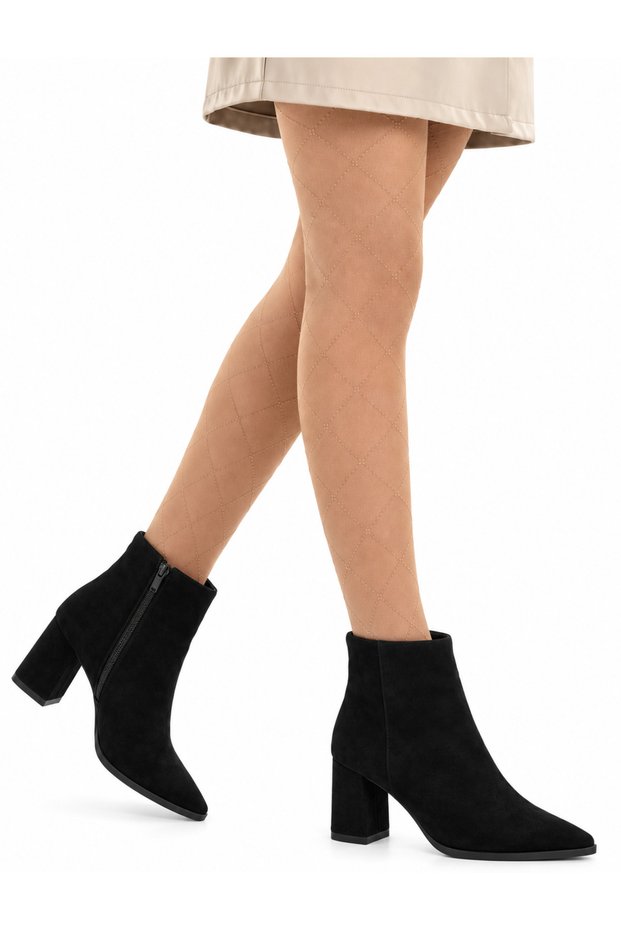 Jasy Women's Pointed Toe Thick Heeled Side Zipper Boots Casual Daily New Season 8cm