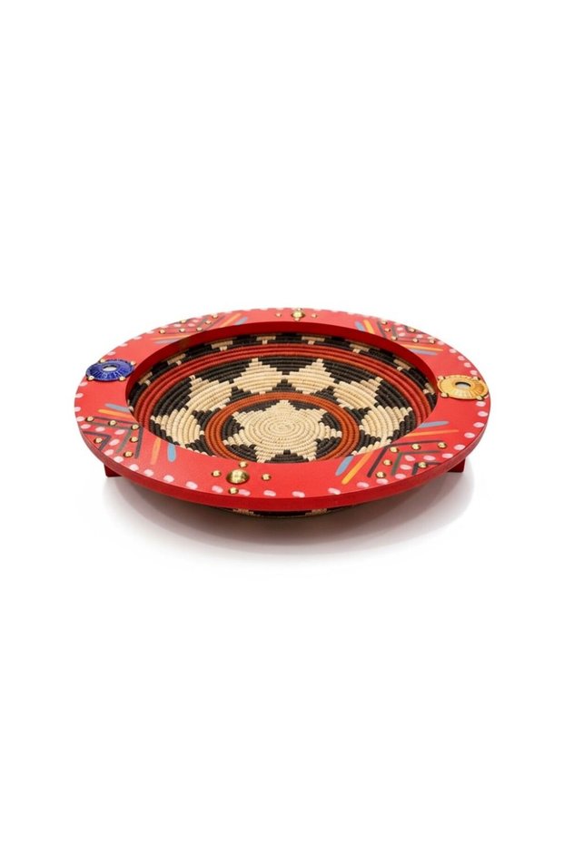 صحن خسف اطار خشب دائري تراثي 40سم×8 سم