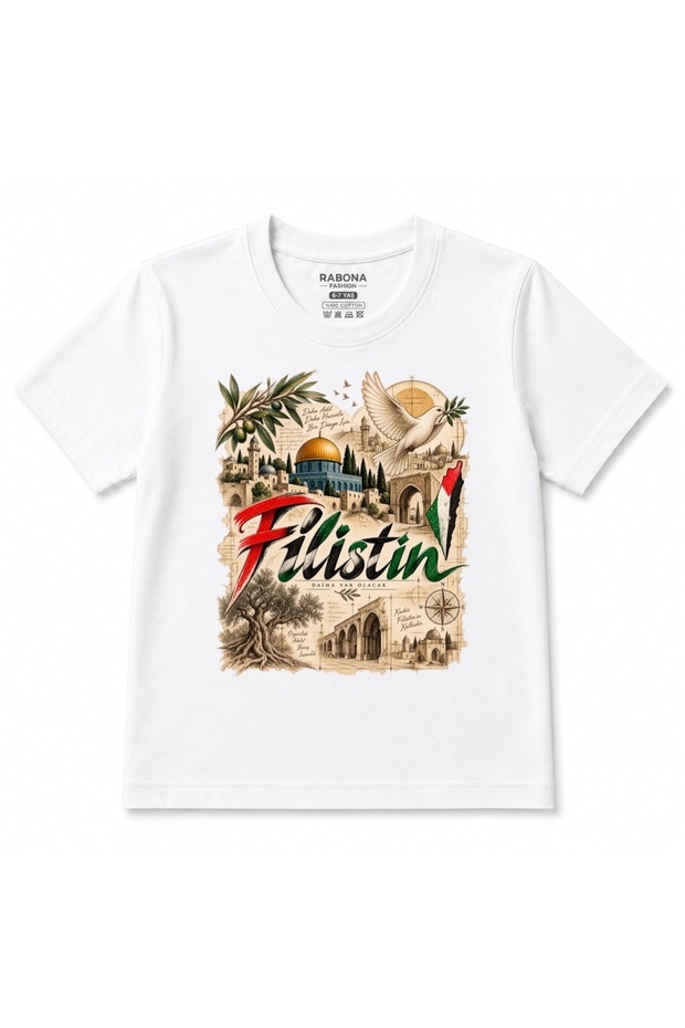 Palestine Dove & Architectural Landmarks Graphic Kids T-Shirt