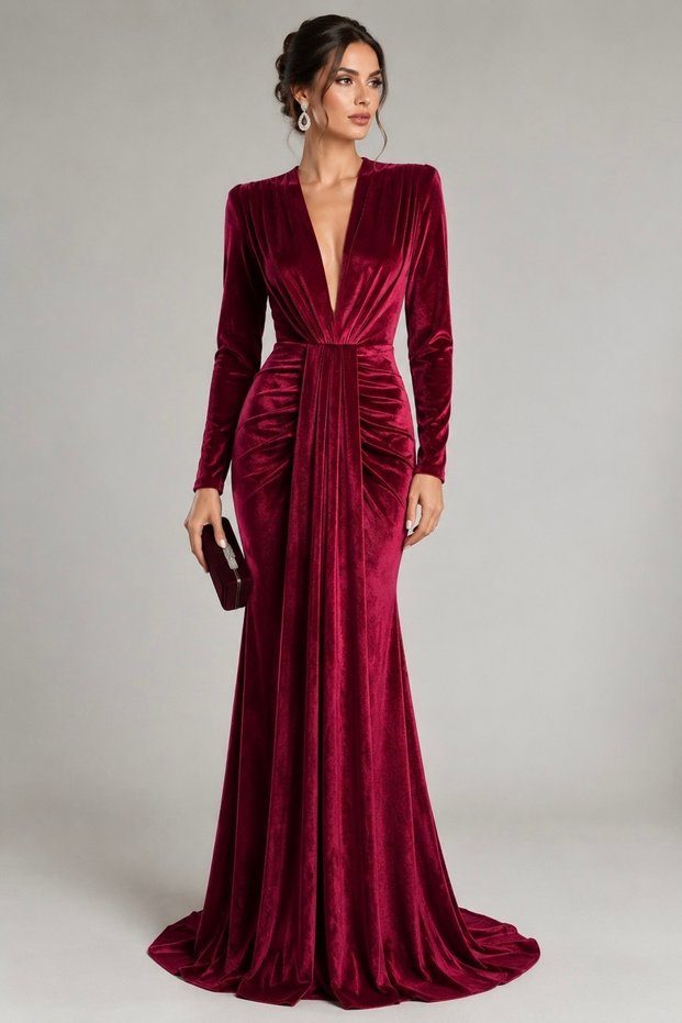 Velvet Fabric Vanezia Evening Dress