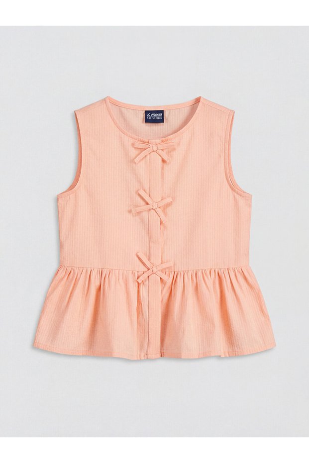 Girls' Peplum Blouse with Bow Detail