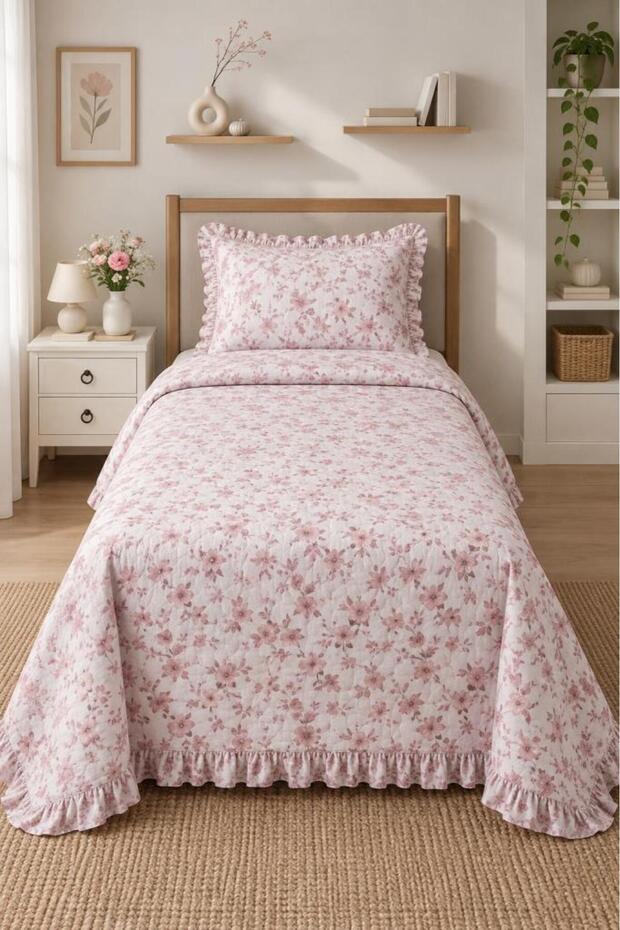 Sereni Fiber Filled Single 180X240 cm Bedspread Powder