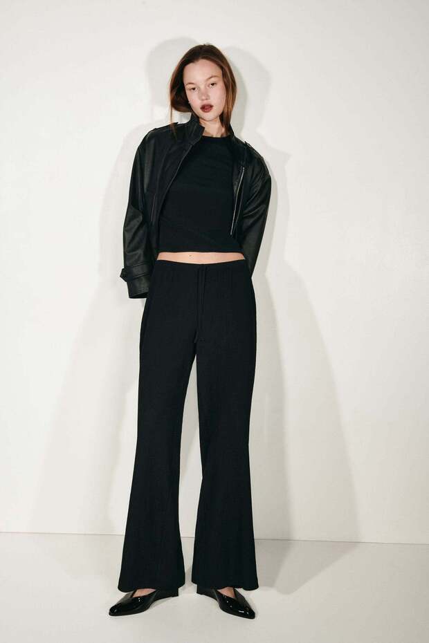 Textured jersey trousers