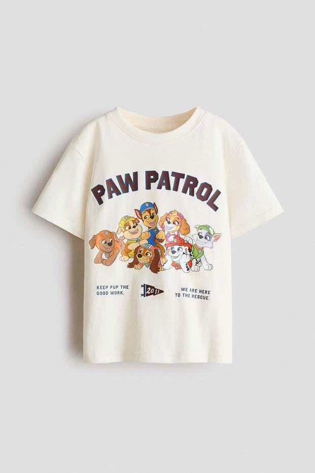 Print-motif cotton T-shirt
