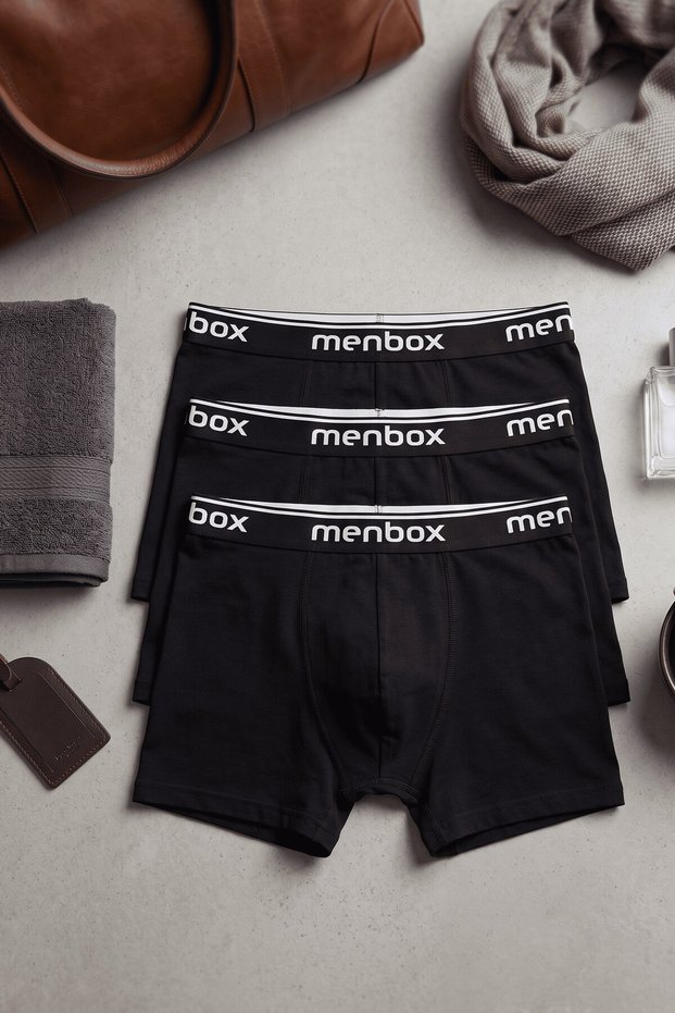Men's Black 3-Pack Cotton Lycra Comfortable Fit Boxers