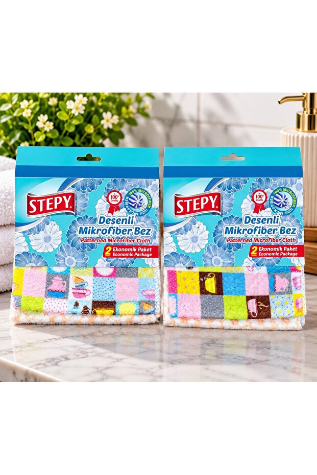 Desenli microfiber bez 2 adet