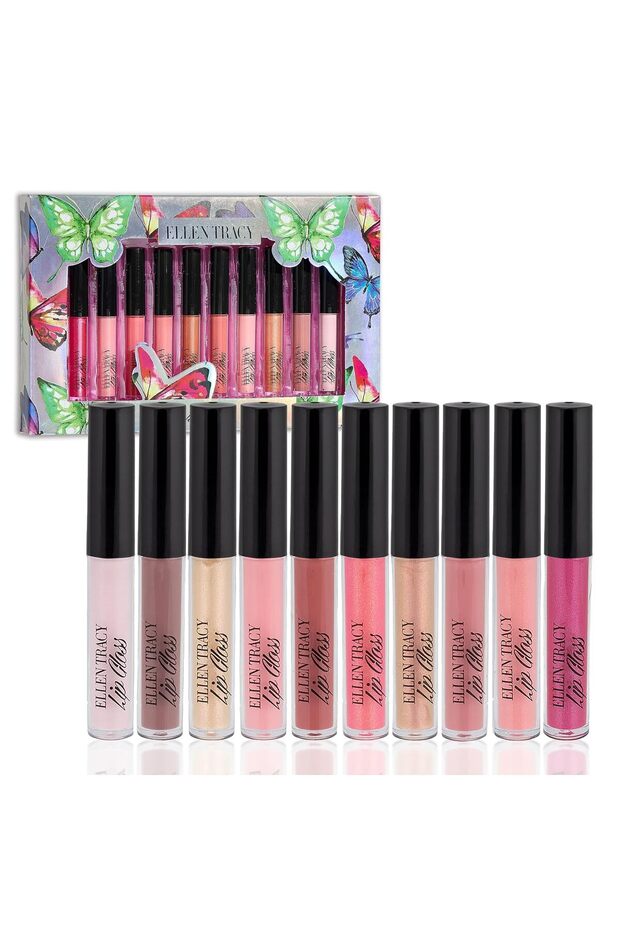 Enchante 10 Pc Lip Gloss Collection, Shimmery Lip Glosses for Women and Girls, Long Lasting Lip Gloss Set with Rich Varied Colors, Great Holiday and Birthday Gift