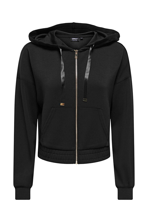 Onlmyra L/S Hoodie Hooded Zipper Black Women's Sweatshirt 15380272