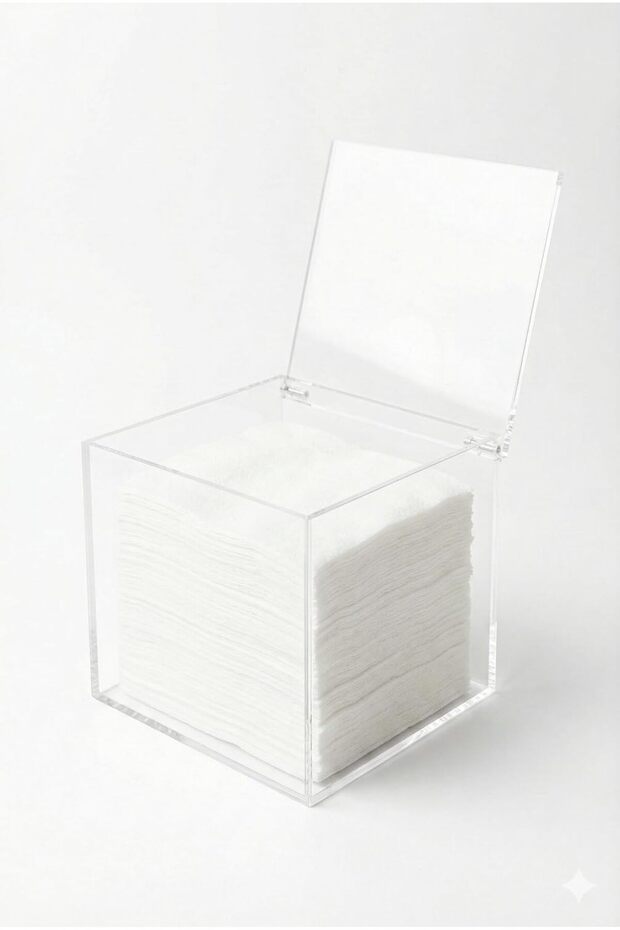 Acrylic Face Towel Holder, Transparent Rectangular Storage Box disposable face towels.