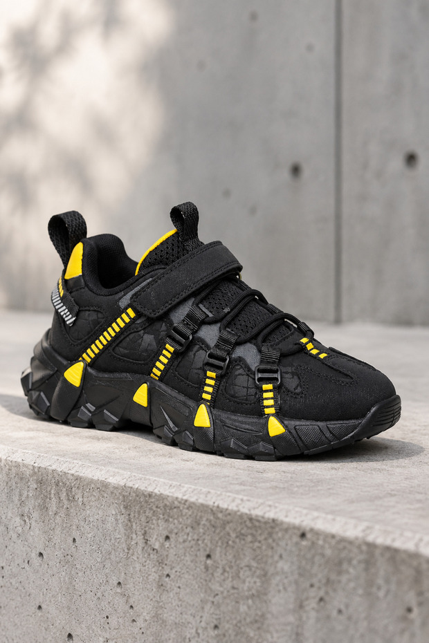 Pp-3879 2000 Filet Boy's Black Casual Sports Shoes