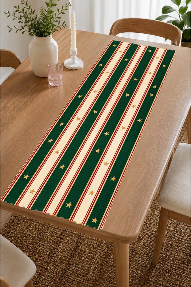 Christmas Green Runner Cover Tablecloth