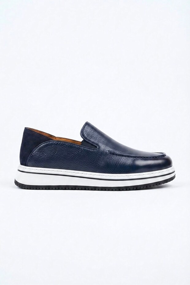 Piero Navy Blue Men's Leather Shoes