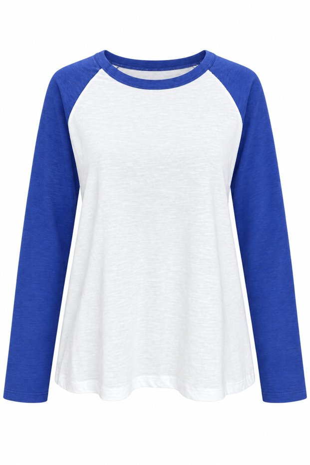 İki Renk Uzun Kollu Basic Sweat