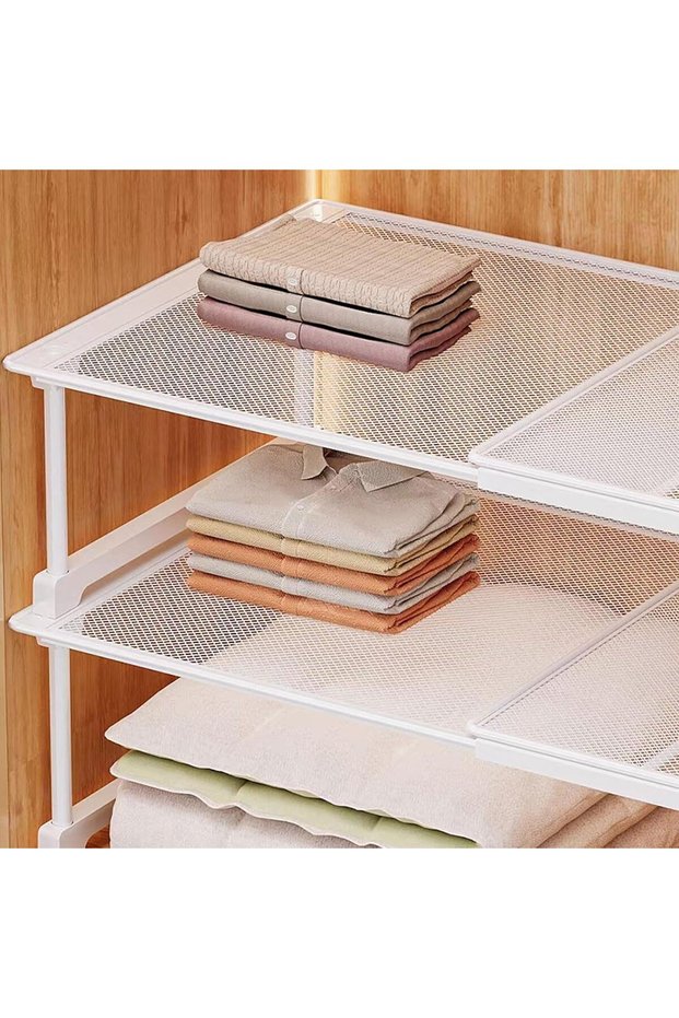 2 Pack Expandable Cabinet Storage, Shelf Stackable Organizer, Closet Shelves Expandable, Adjustable
