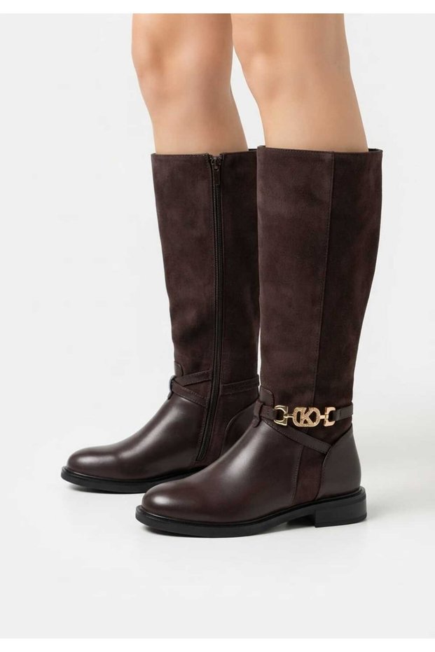 Lia Brown Buckled Women's Boots