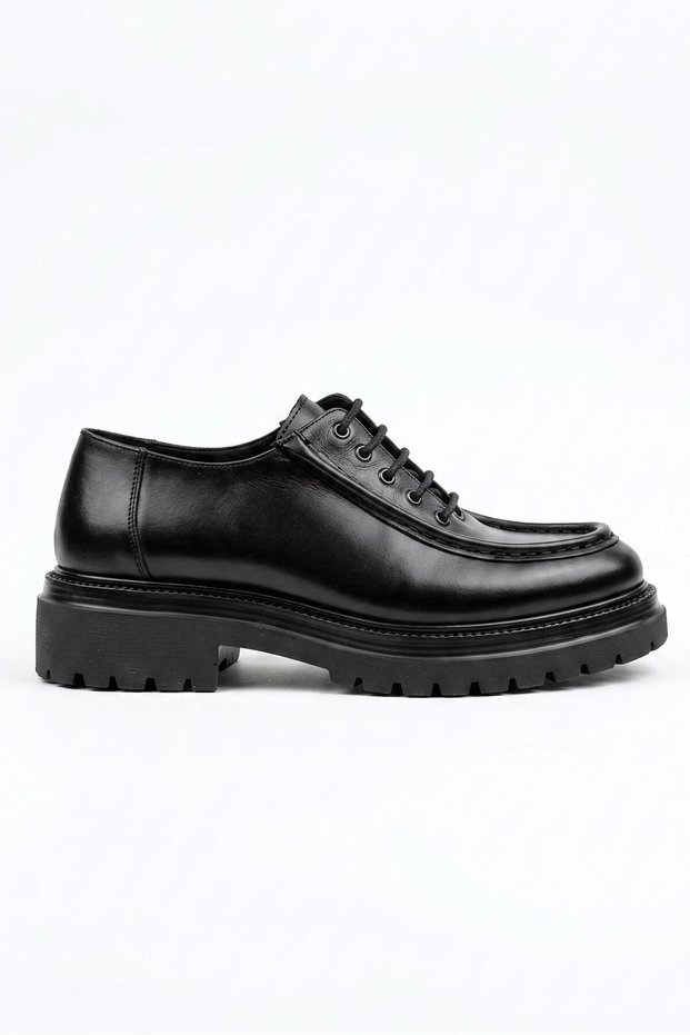 Martinez black men's leather shoes