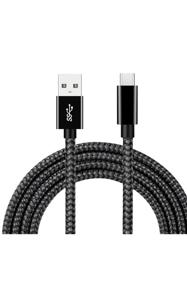 كابل بيانات من النوع C طراز PD10GB3A-2-2-BLACK، شحن سريع 3 أمبير، USB3.2 عالمي للهواتف المحمولة والأجهزة اللوحية، مصنوع من النايلون المقوى