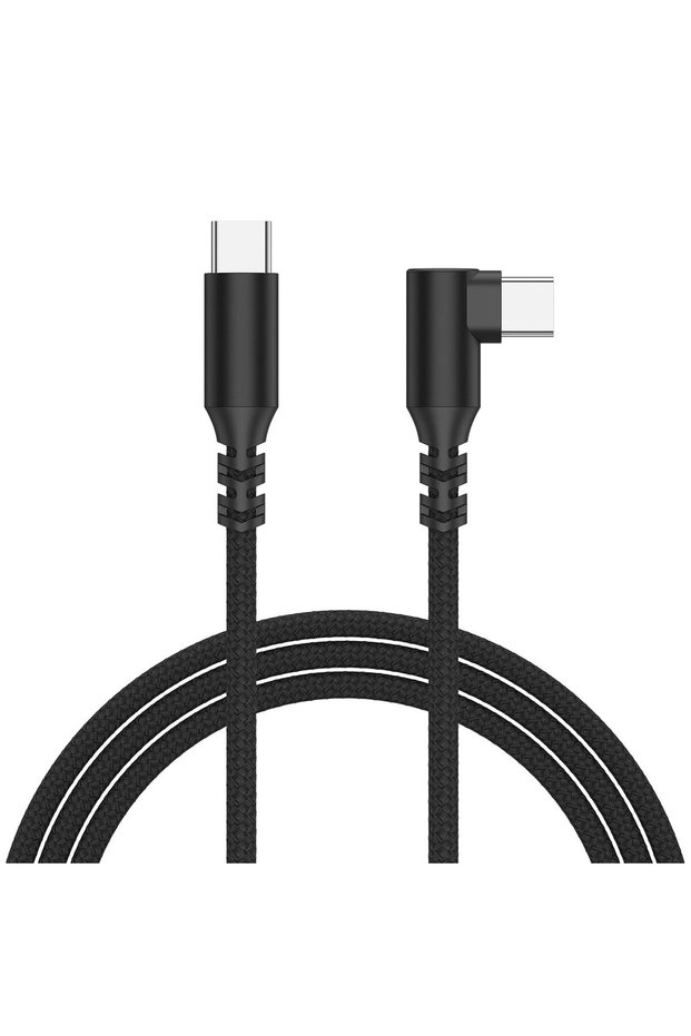 كابل USB C إلى USB C بقوة 60 واط و3.1 أمبير، كابل من النوع C إلى النوع C بزاوية قائمة، متوافق مع سامسونج جالاكسي S2