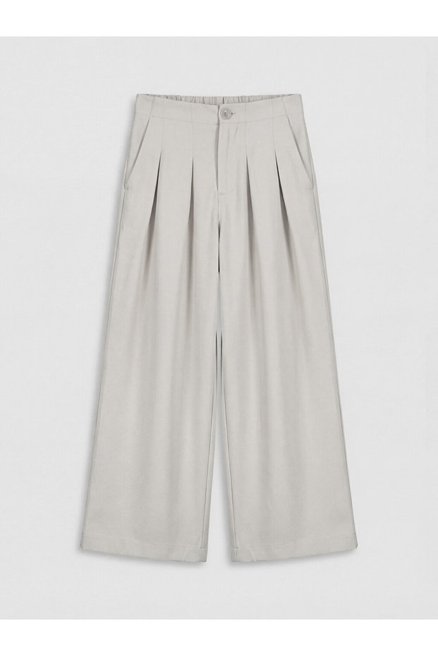 Wideleg Pleated Girls' Gabardine Pants